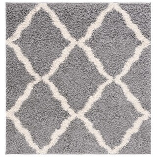 SAFAVIEH Dallas Shag Giusy Trellis 1.5-inch Thick Rug - Grey/Ivory - 6' Square
