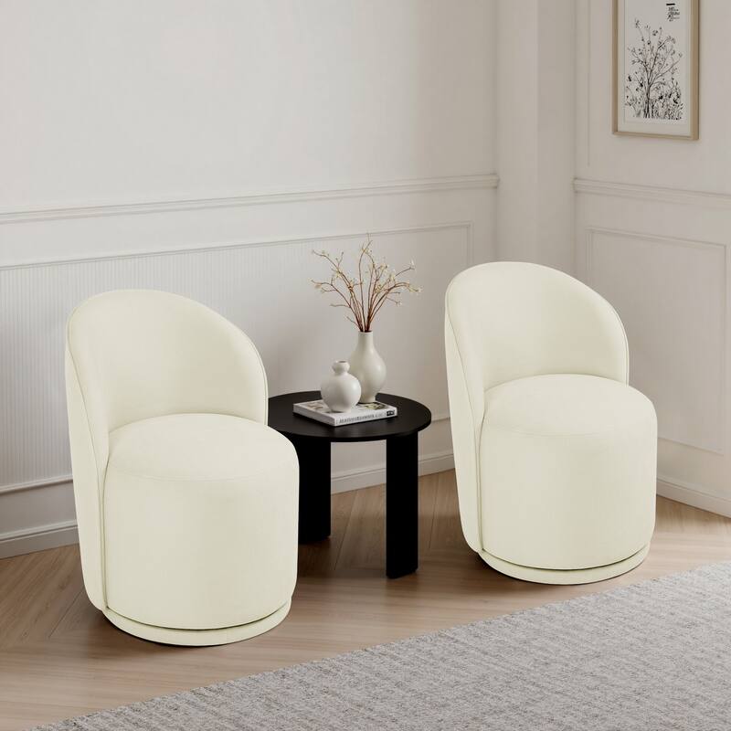 UIXE 2 Set Modern Upholstered Swivel Armless Side Dining Chairs
