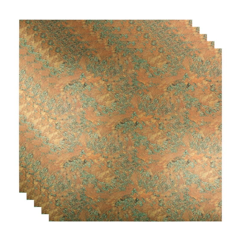 FASÄDE Flat Decorative Vinyl 2ft x 2ft Lay in Ceiling Panel in Copper Fantasy (5 Pack) - 5 Pack - Copper Fantasy