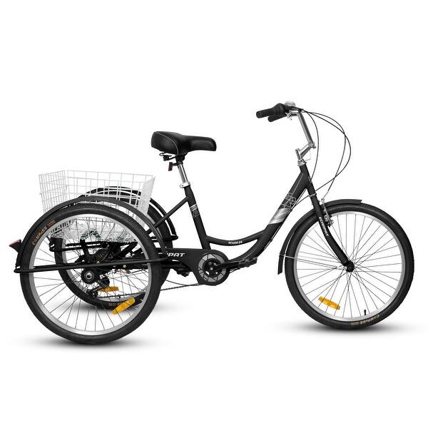 Adult Tricycles 7 Speed, Adult Trikes 24 inch 3 Wheel Bikes, Three-Wheeled  Bicycles Cruise Trike with Shopping Basket - Bed Bath & Beyond - 40883371