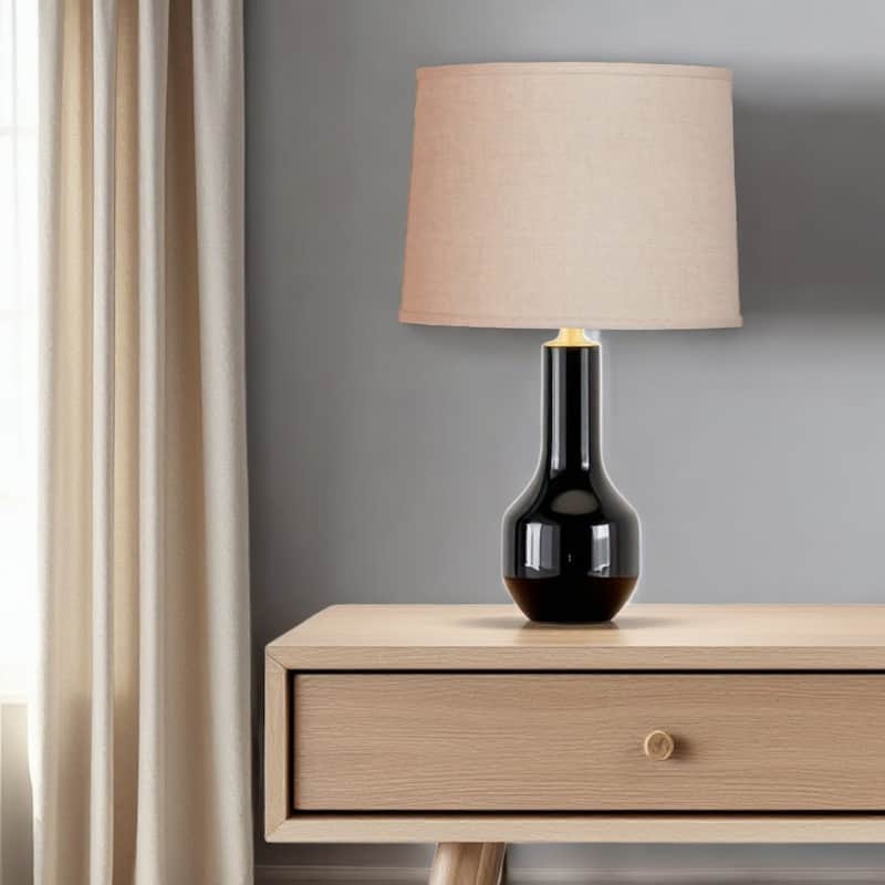 HomeRoots Dark Brown Linen Drum Lamp Shade - 13" L x 13" W x 9.5" H