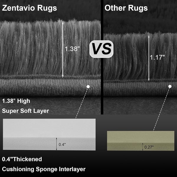 dimension image slide 1 of 3, Living Room Bedroom Super Soft Pile Area Rug, Modern Shaggy Rugs, Non-Slip Pile Rugs for Kids