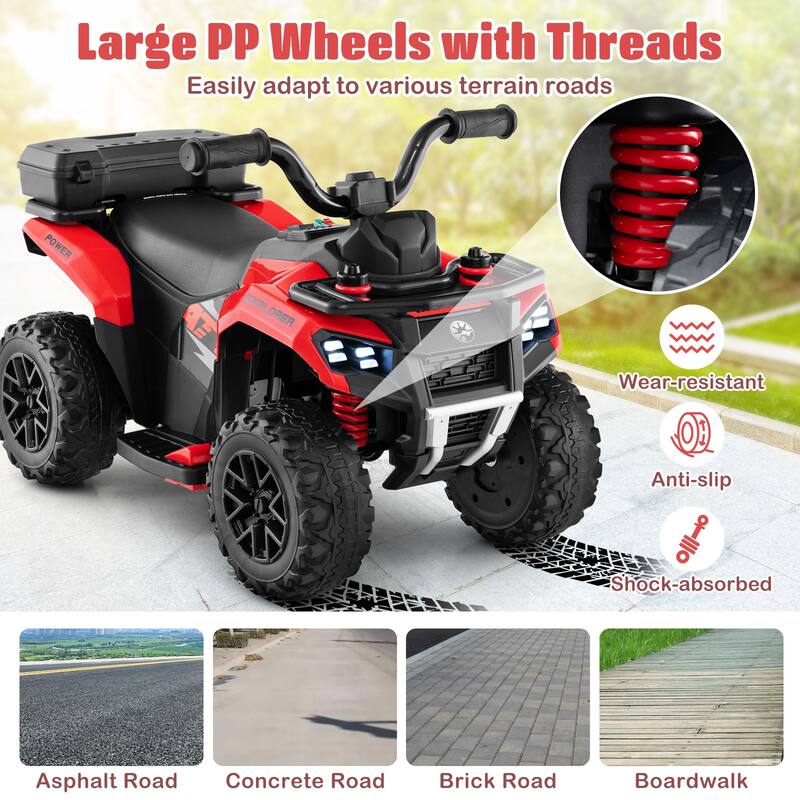 Gymax 6V Kids Ride On ATV w/ Music & Spray Function USB Port Storage
