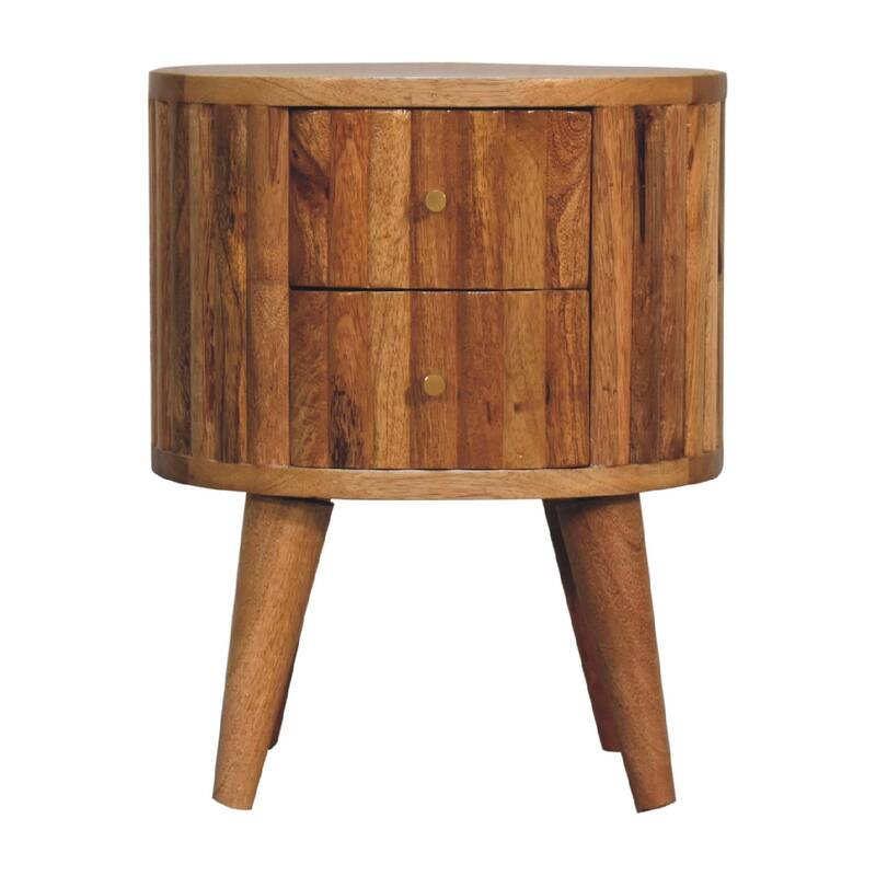 HomeRoots 18" Natural Solid Wood Oval Two Drawer Nightstand