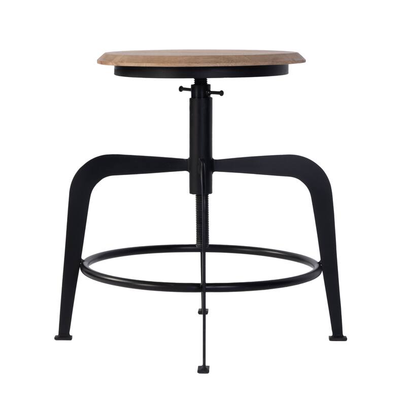 Edison 20-27 in. Adjustable Seat Height Iron and Wood Bar Stool