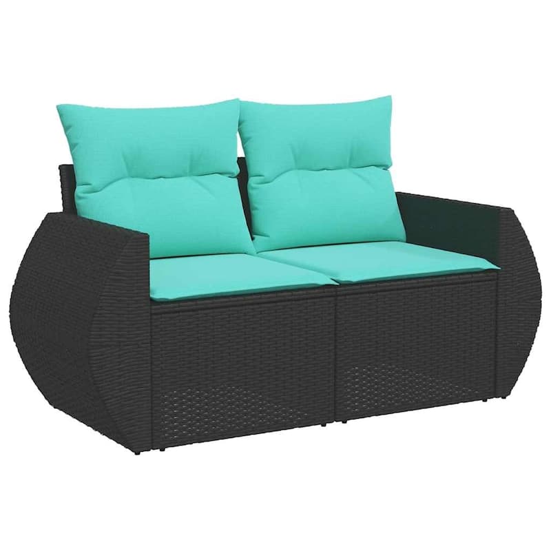 vidaXL Patio Sofa Set with Cushions and Table Outdoor 9 Piece Poly Rattan - 24.4 x 24.4 x 27.2