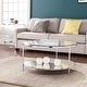preview thumbnail 1 of 12, SEI Furniture Rainier Round Metal and Glass Coffee Coffee Table Chrome