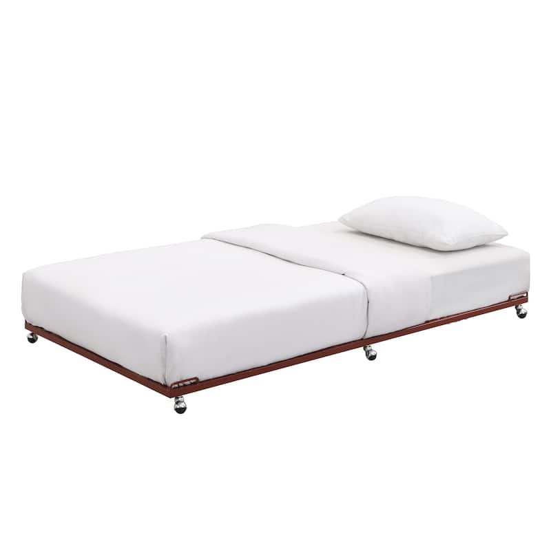 Moley Metal Twin Trundle Bed Frame with Modern Sleek Design - Red