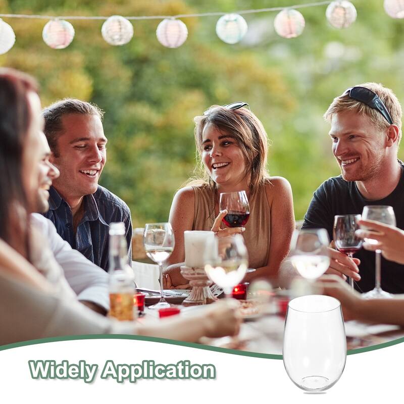 Wine Glasses 16oz PET Transparent Glasses Stemless for Wine