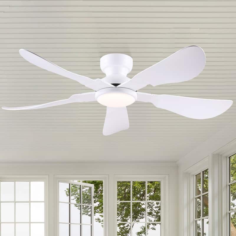 32/36/46/52 inches Low Profile Ceiling Fan with Light and Remote for Living Room Bedroom Kid's Room Patio - 52 Inches - White