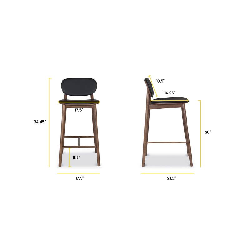 Poly and Bark Bonato Leather Counter Stool - Solid Wood Frame