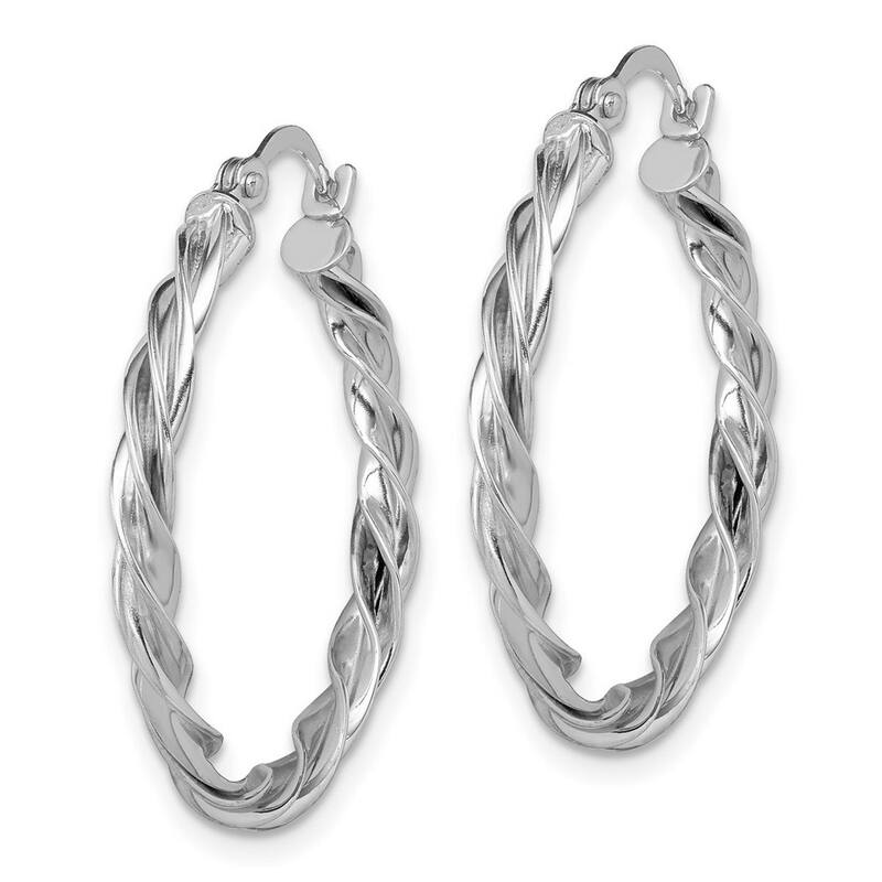 Curata 14k White Gold Polished Twisted Hoop Earrings - 26.5x25.5mm
