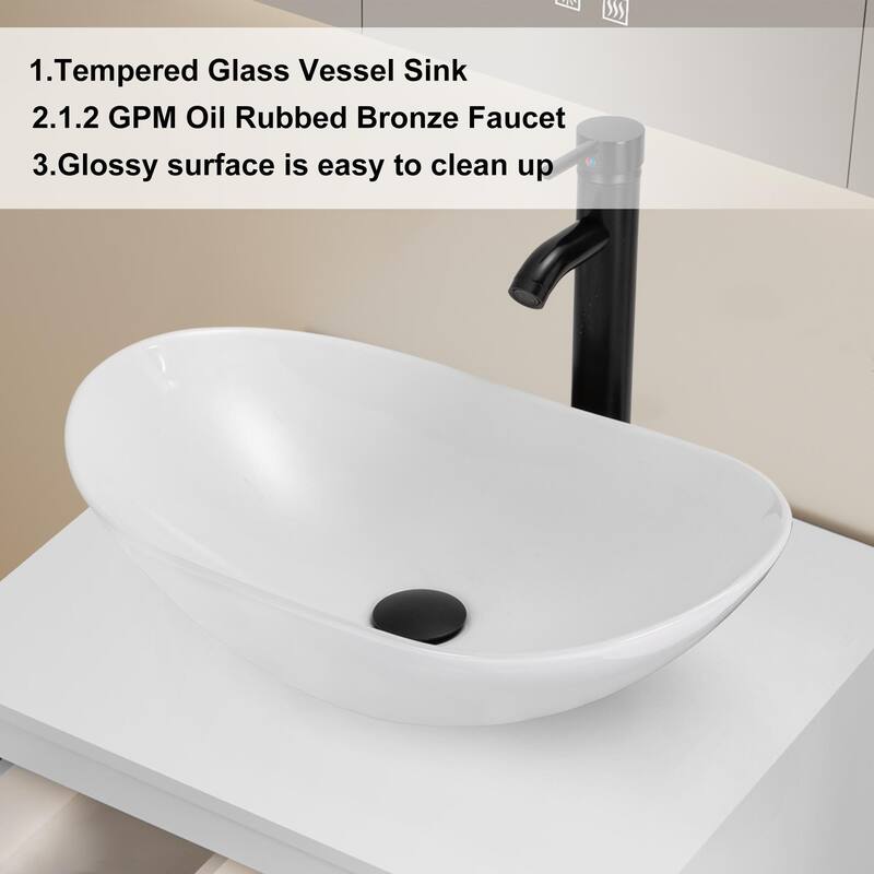 Modern Wall Mounted Bathroom Vanity Set with Vessel Sink & Faucet