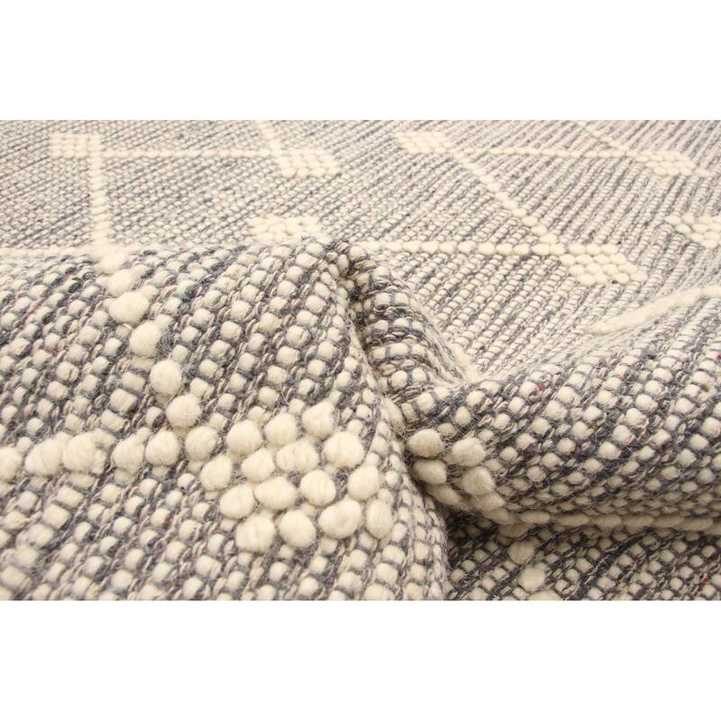 ECARPETGALLERY Braid weave Sienna Grey Wool Rug - 5'0 x 8'5