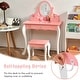 preview thumbnail 15 of 16, Gymax Kids Vanity Princess Makeup Dressing Table Stool Set W/ Mirror - See Details