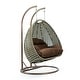 preview thumbnail 60 of 128, LeisureMod Modern 2-Person Egg Hanging Swing Chair with Beige Wicker, Oxford Fabric Cover, Patio Hammock Lounger and Cushions Brown