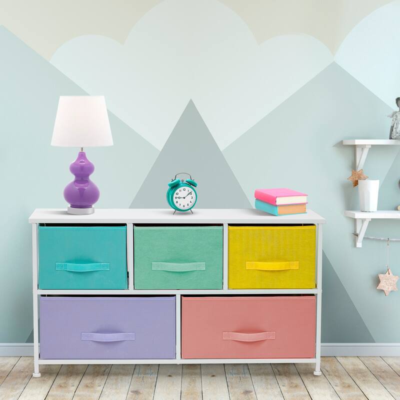 Dresser w/ 5 Drawers Furniture Storage Chest for Home, Bedroom