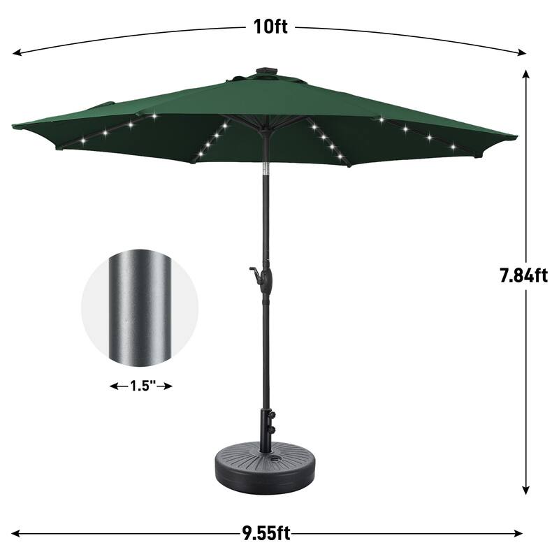 10ft Patio Umbrella with Lights Outdoor Solar Umbrella