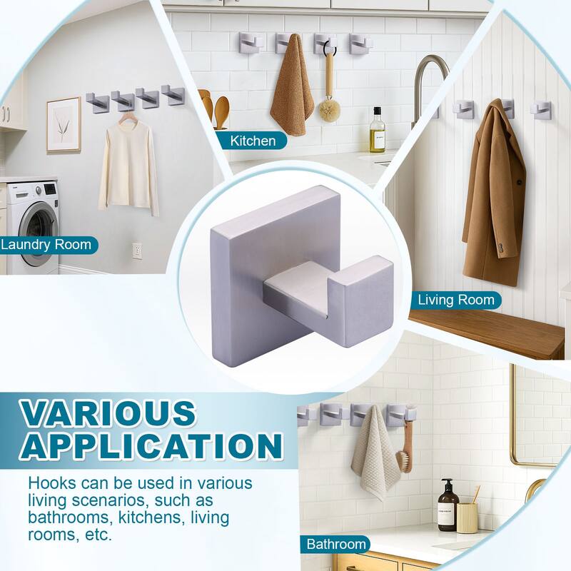 WOWOW J-Hook Wall Mount Robe/Towel Hook 4PCS