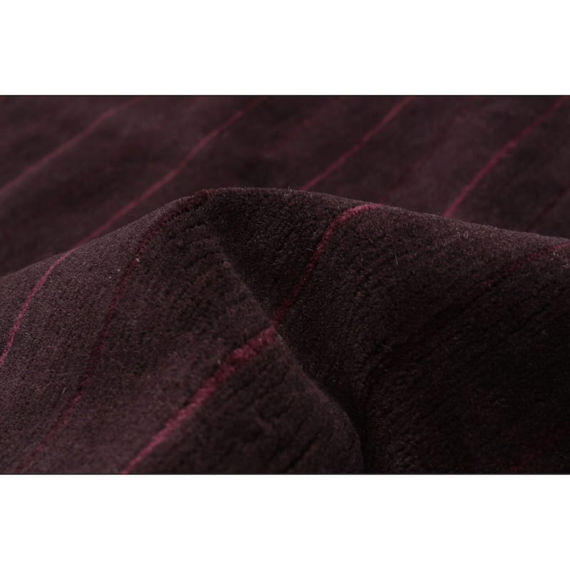 ECARPETGALLERY Hand-knotted Opulence Dark Purple Silk, Wool Rug - 6'2 x 6'7