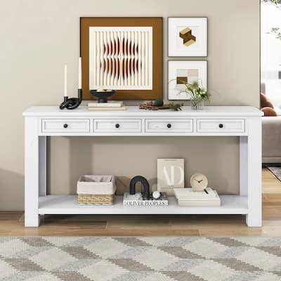 Nestfair Entryway Console Table Sofa Table with Storage Drawers and Bottom Shelf