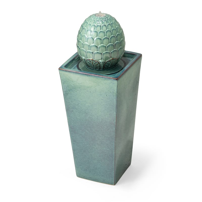Demta Floating Pedestal Sphere Polyresin LED Garden Fountain with Pebbles by Havenside Home