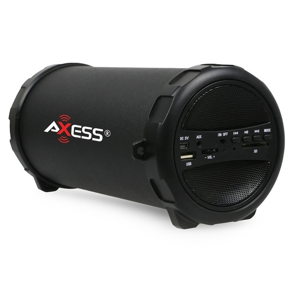 Axess Portable Bluetooth Indoor Outdoor Hi Fi Cylinder Loud Speaker with SD Card and USB Input in Blue Color As Pictured