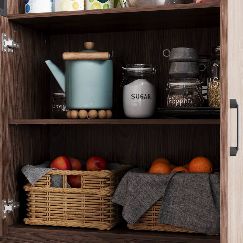 Bookshelves Bookcase Modular Glass Display Cabinet with LED Lights, Dark Wood Storage Combination Cabinet System