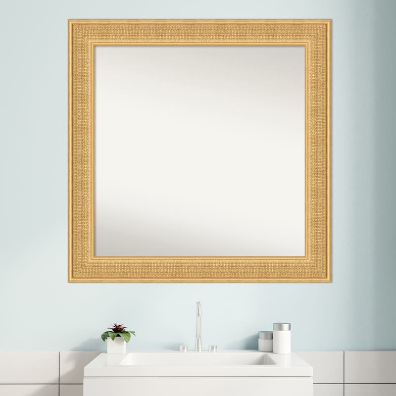 Trellis Non-Beveled Wood Framed Bathroom Vanity Wall Mirror - Trellis Gold