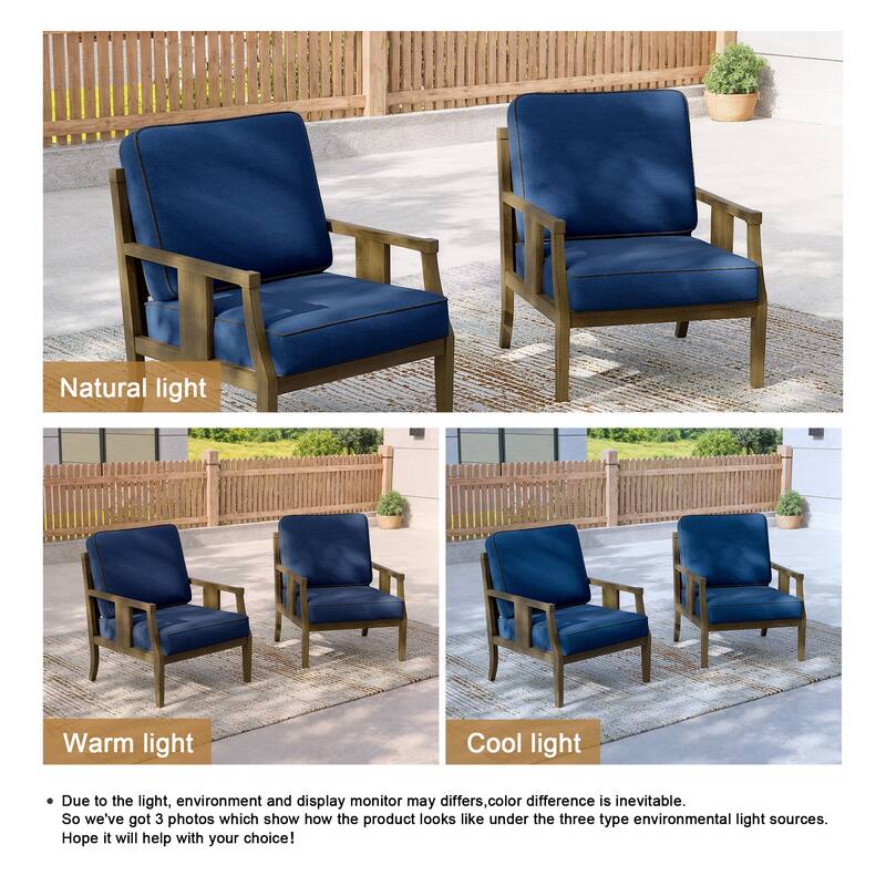 2 Set Outdoor Patio Club Chair with Cushion Patio Arm Lounge Chair