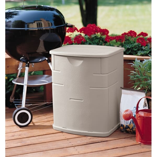 Shop Black Friday Deals On Rubbermaid Fg374301 6 Wide Polyethylene Outdoor Storage Box Sandstone Overstock 28138776