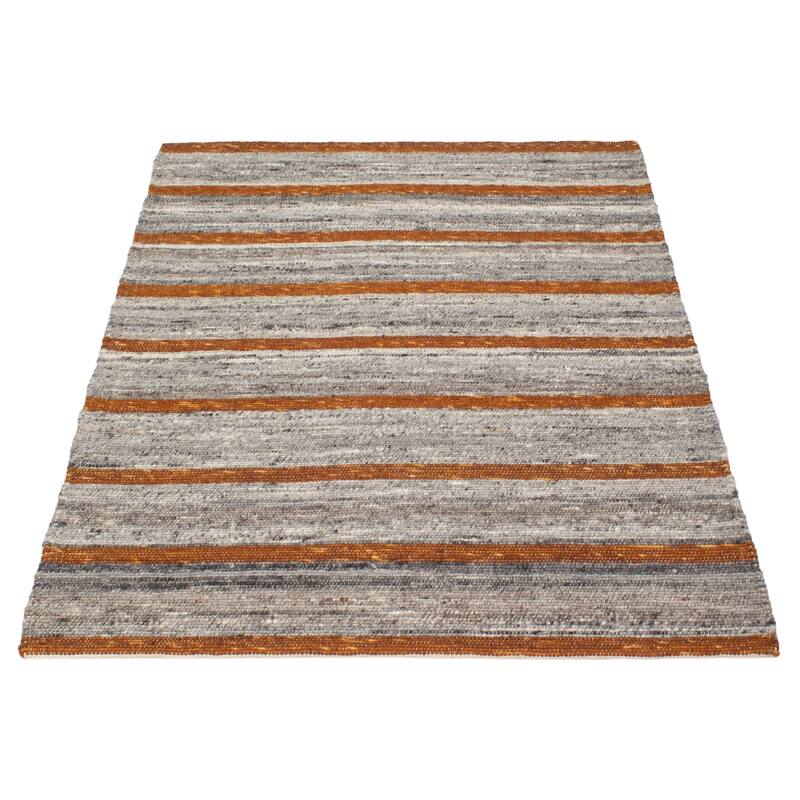 ECARPETGALLERY Braid weave Sienna Grey Wool Rug - 5'2 x 7'1