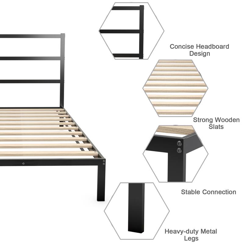 Costway Twin/Full Metal Bed Platform Frame Heavy Duty Mattress