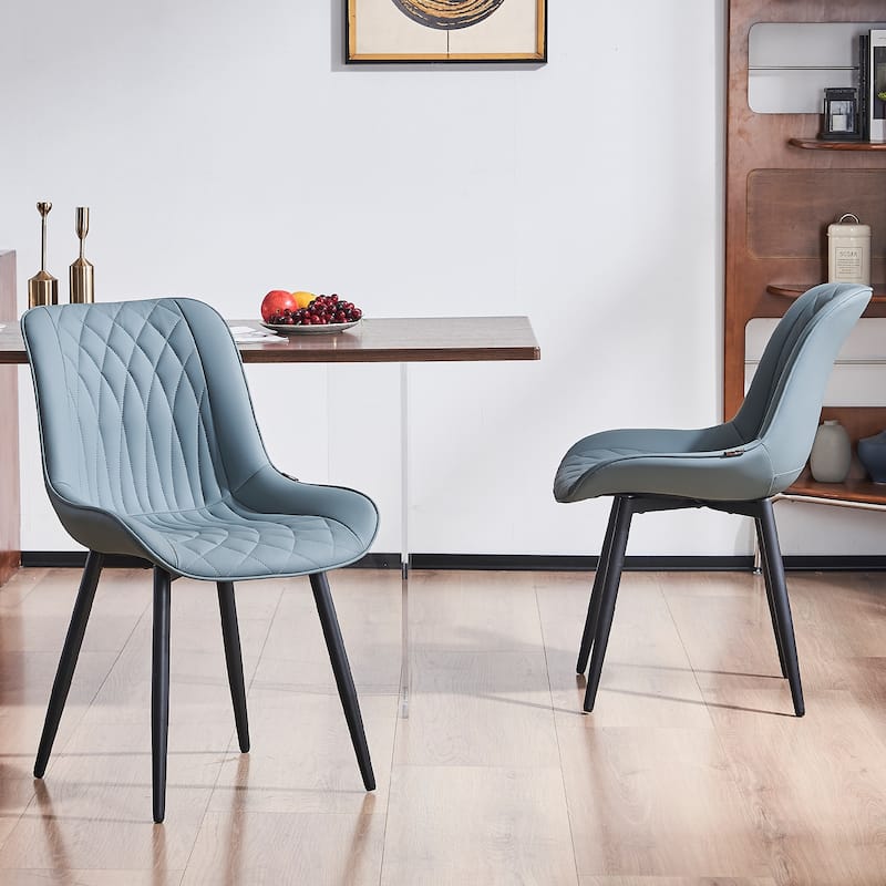 Modern Dining Chairs Set of 2 Upholstered Dining Room Chairs - Greyish Green