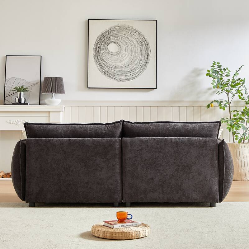 Convertible Chenille Sleeper Sofa Couch with Pillows, Modern Design for Living Rooms