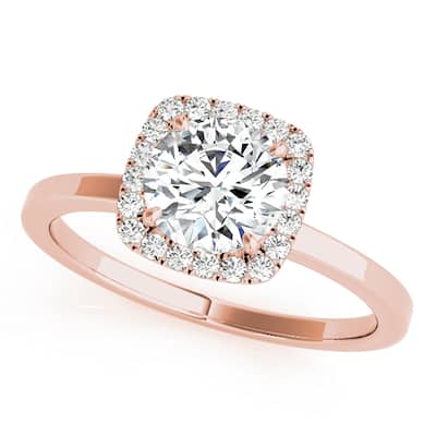 Auriya 14k-Rose Gold Lab Grown Round Diamond Halo Engagement Ring 0.50 to 5.00 ct. tw. (F-G VS)