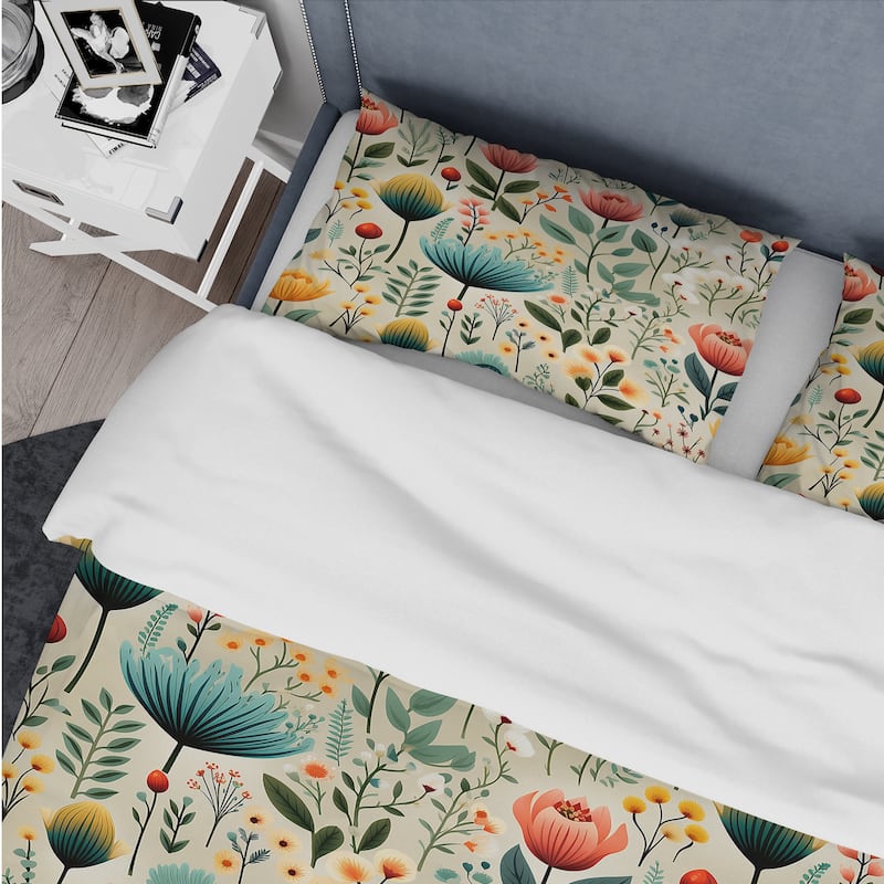 Designart "Gardens" Multicolor Bohemian - Bed Cover Set With Shams