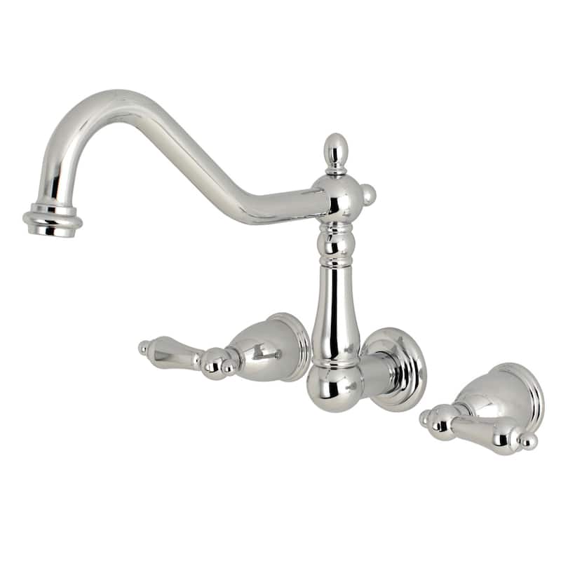 Heritage 3-Hole Wall Mount Roman Tub Faucet in Brushed Nickel - Polished Chrome