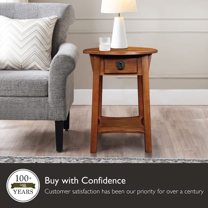 Leick Home Mission Round End Table with Drawer