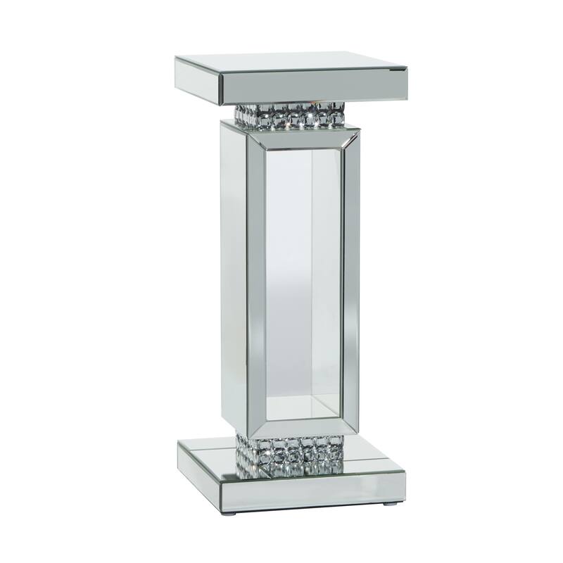 Glass Mirrored Pedestal Table - Silver - Roche River Decor - 12"Wx12"Lx28"H