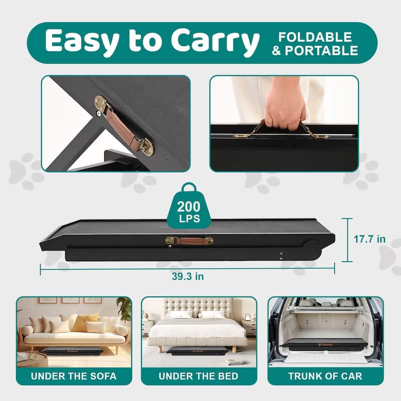 DoCred Pet Ramp, Portable Adjustable Height Folding Dog Ramp