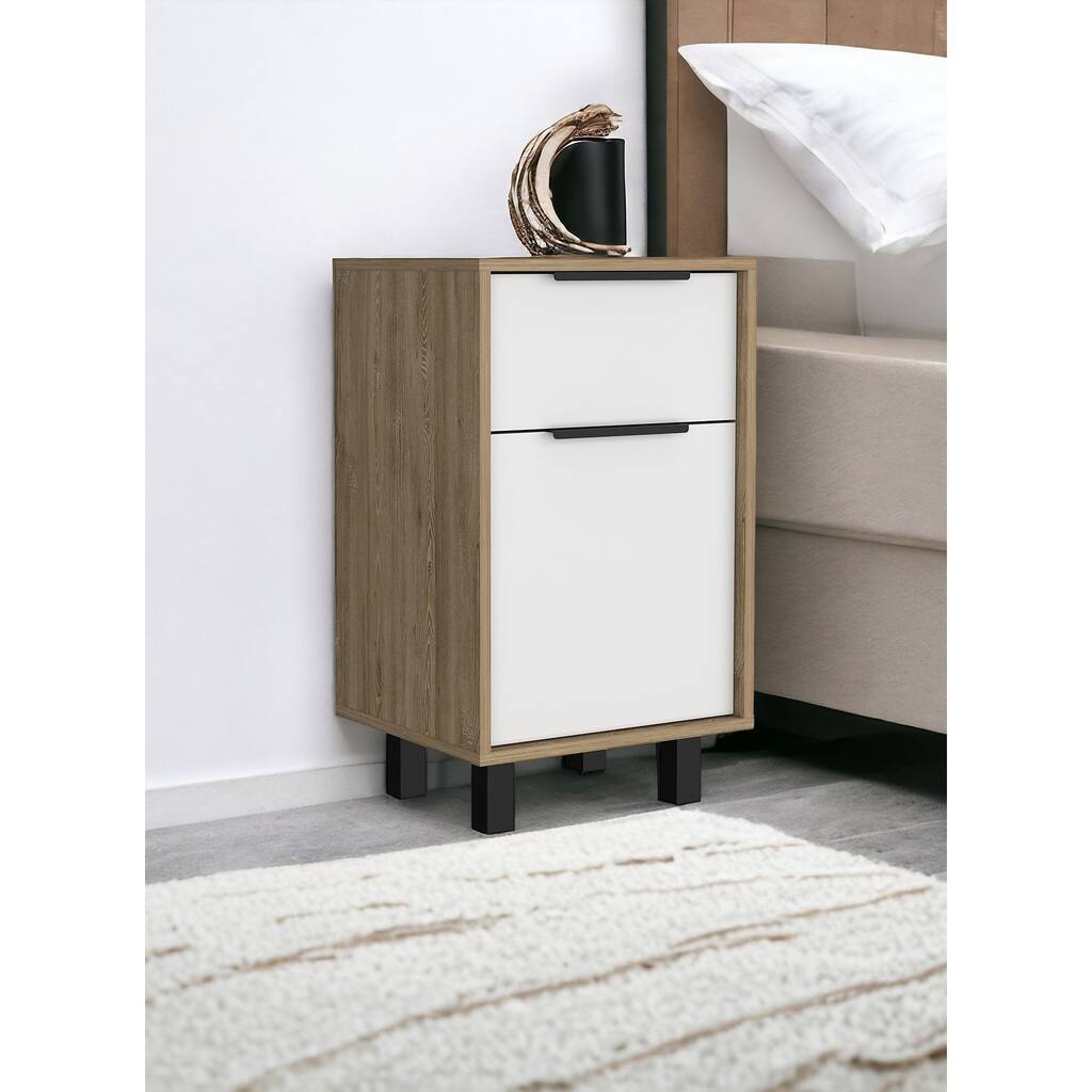 HomeRoots 28" White One Drawer Faux Wood Nightstand With Storage