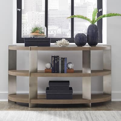 Liberty Furniture Harlow Demilune Sofa Table Oak Wood - Width 63" x Depth 18" x Height 34"