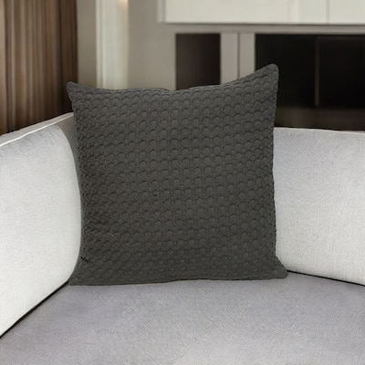 HomeRoots 20" Gray Cotton Throw Pillow With Texture