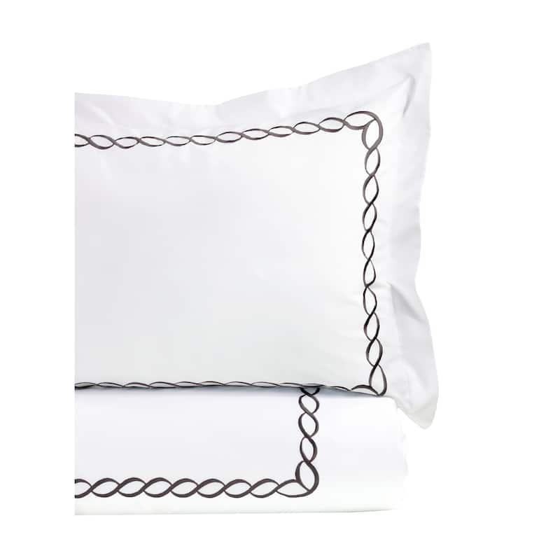 Home Sweet Home Collection 600 Thread Count Cotton Rope Embroidery Duvet Set - Charcoal Grey - Twin - Twin XL