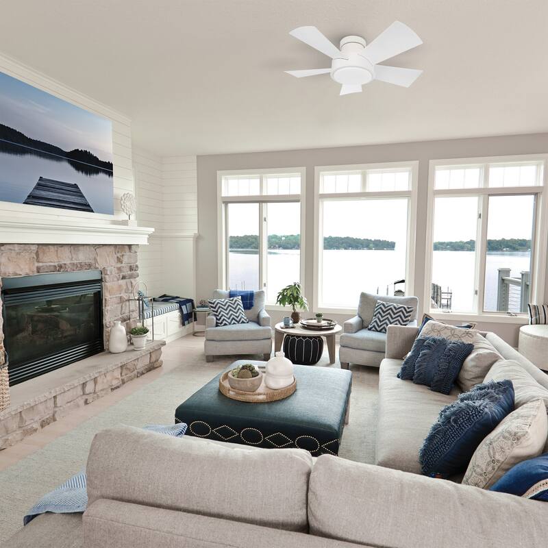 Vox Indoor/Outdoor 5-Blade Smart Flush Mount Ceiling Fan 38in with 3000 LED and Remote Control - 38