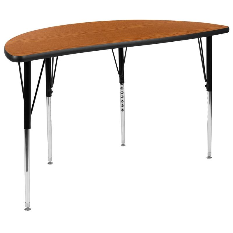 47.5" Half Circle Wave Collaborative Grey Adjustable Height Activity Table