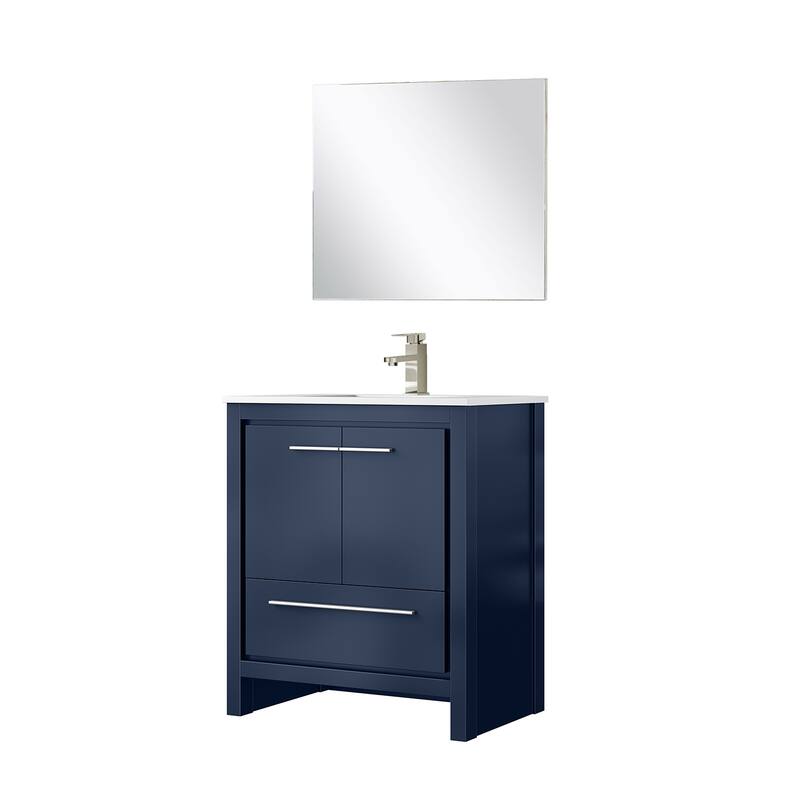 Lafarre Bath Vanity with Cultured Marble Top, Sink, Mirror and Brushed Nickel Faucet