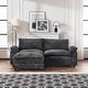preview thumbnail 1 of 2, Full KD Double Cushion Chenille Sofa with Ottoman 2-Seat 1 Ottoman - Black