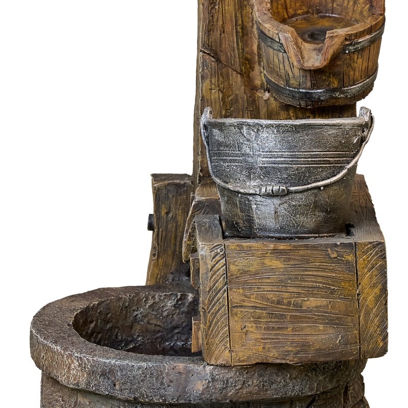 Vbal Rustic Well Pump & Bucket Water Fountain with LED Lights